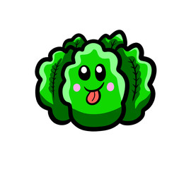 Cartoon Stylized Happy Cabbage