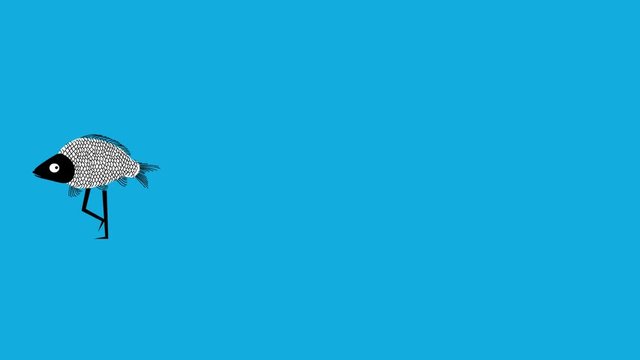 Funny walking fish (seamless loop animation)
