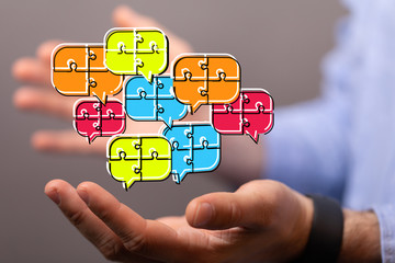 speech bubbles. People Chatting. 3d illustration of a communication concept, relating to feedback 3d