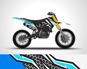 Racing motorcycle wrap decal and vinyl sticker design. Concept graphic abstract background for wrapping vehicles, motorsports, Sportbikes, motocross, supermoto and livery. Vector illustration.