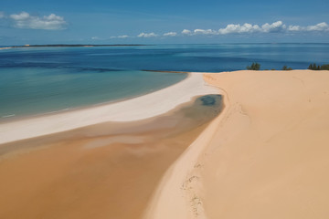 Fototapeta na wymiar Sand and Ocean Horizon in Bazaruto Archipelago Mozambique 