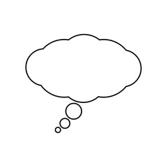 Speech bubble graphic icon. Blank balloon for thoughts sign isolated on white background. Empty dialog cloud. Cloud for text. Vector illustration