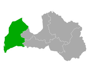 Karte von Kurzeme in Lettland