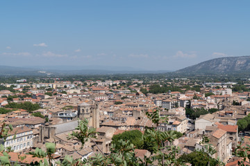 Fototapeta na wymiar viewpoint top aerial view Cavaillon town with mountain background in Provence France