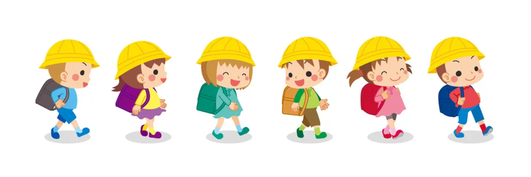 クラスメイトと仲良く登下校する可愛い小学生 Stock Vector Adobe Stock