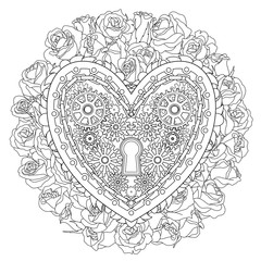 Fototapeta premium Beautiful heart for coloring book.