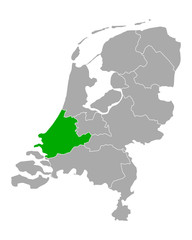 Karte von Südholland in Niederlande