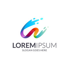 Wave letter W colorful logo design, transparency color style, water splash logo vector, logotype element for template