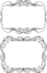 Vector outlines of ornamental frames in vintage style
