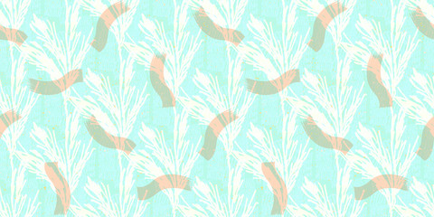 Seamless Pattern Print with Leaves Texture Illustration  for Surface , Invitation , Notebook, Banner , Wrap Paper ,Textiles, Cover, Magazine ,Postcard Background ,Textile 