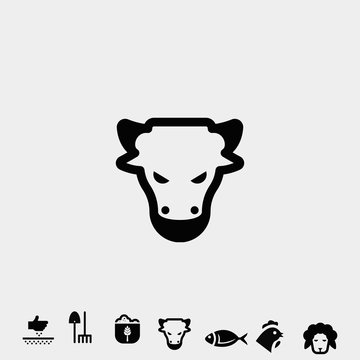 bull cattle icon vector illustration and symbol for website and graphic design