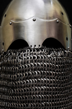 Knight helmet on black.