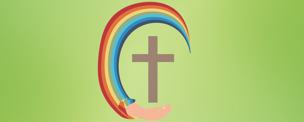1. heilige Kommunion - Regenbogenset blau - Jesus segne dich Symobol grün