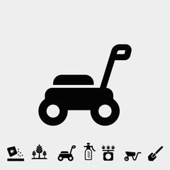 lawnmower icon vector illustration and symbol for website and graphic design