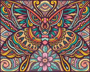 Colorful Butterfly Mandala Art Style Illustration