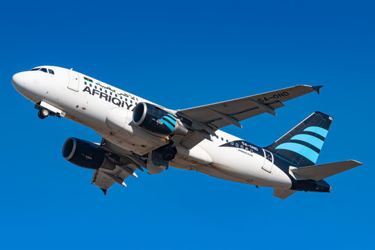Afriqiyah Airways Airbus A319 airplane at Munich airport