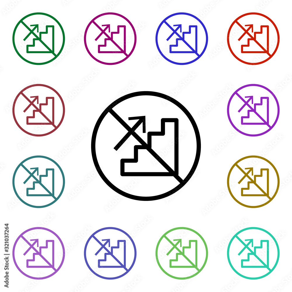 Poster ban goes up multi color style icon. simple thin line, outline vector of ban icons for ui and ux, web