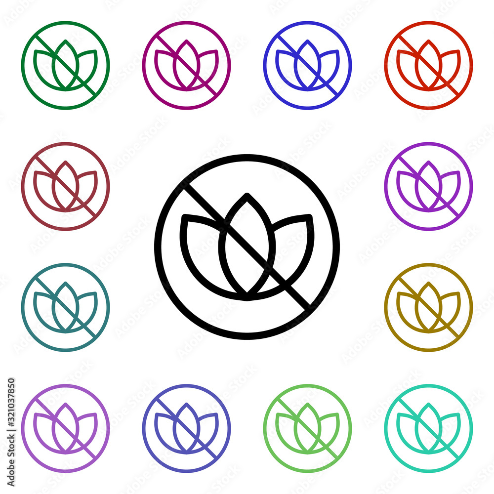 Poster ban of plants multi color style icon. simple thin line, outline vector of ban icons for ui and ux, w