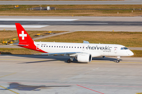 Helvetic Airlines Embraer E190-E2 Airplane At Zurich