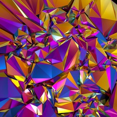 3d render, abstract pink blue gold polygonal faceted background, crystal structure, crumpled holographic metallic foil texture, iridescent crystallized wallpaper, vivid neon spectrum, vivid palette