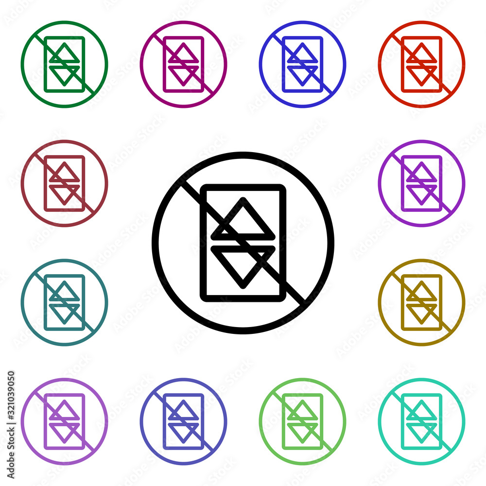 Poster elevator prohibition multi color style icon. simple thin line, outline vector of ban icons for ui an