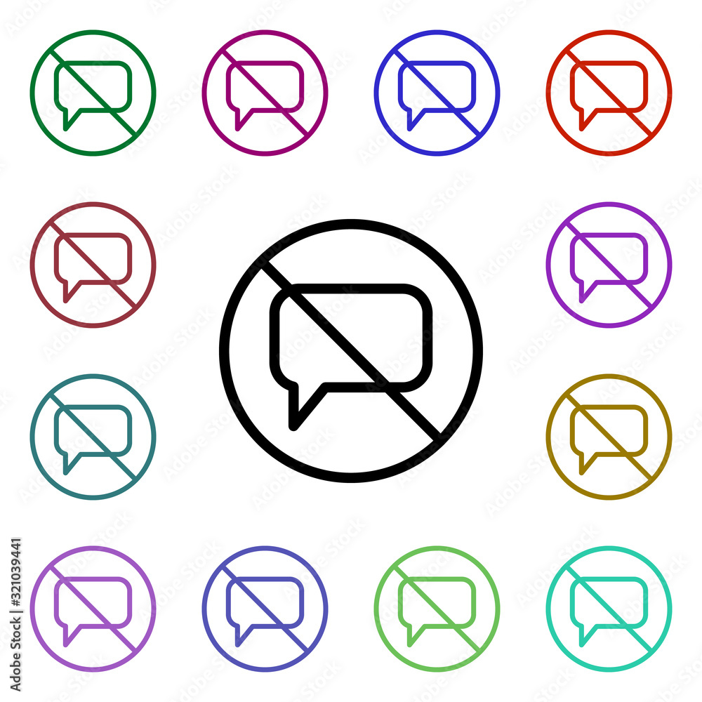 Poster ban on commenting multi color style icon. simple thin line, outline vector of ban icons for ui and u