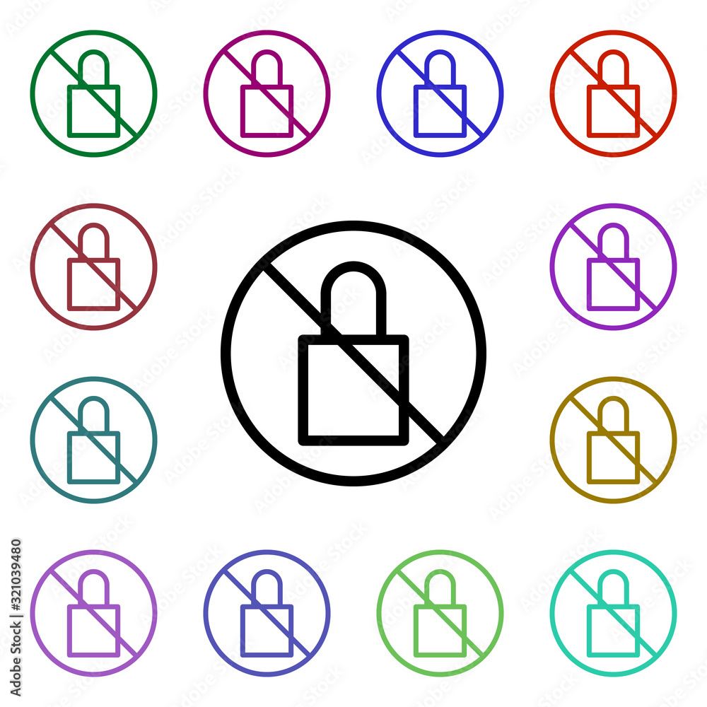 Poster lock of the castle multi color style icon. simple thin line, outline vector of ban icons for ui and 