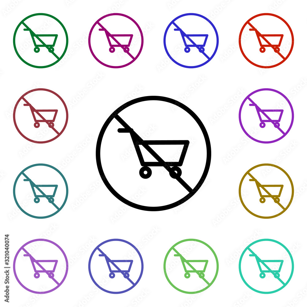 Poster prohibition of purchase multi color style icon. simple thin line, outline vector of ban icons for ui