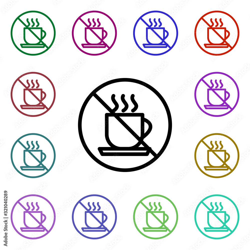 Poster ban tea multi color style icon. simple thin line, outline vector of ban icons for ui and ux, website