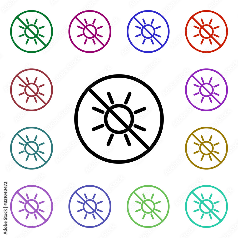 Poster ban on light multi color style icon. simple thin line, outline vector of ban icons for ui and ux, we
