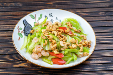 Vegetable dish, Chinese cooking salad pepper nuts