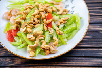 Vegetable dish, Chinese cooking salad pepper nuts