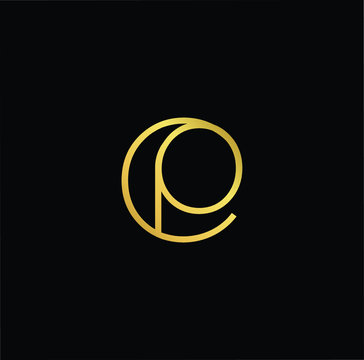 Outstanding professional elegant trendy awesome artistic black and gold color CP PC initial based Alphabet icon logo.
