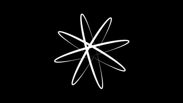 Graphic object in black and white with stroboscopic and hypnotic effect, which rotates clockwise decreasing the size from full screen to disappearing in the center, in 16: 9 video format