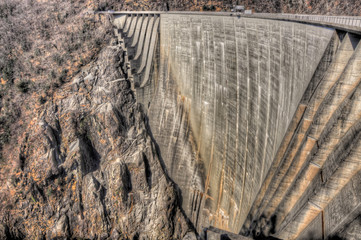Water Dam in Valley Verzasca in Ticino, Switzerland.
