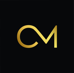 Outstanding professional elegant trendy awesome artistic black and gold color CM MC initial based Alphabet icon logo.