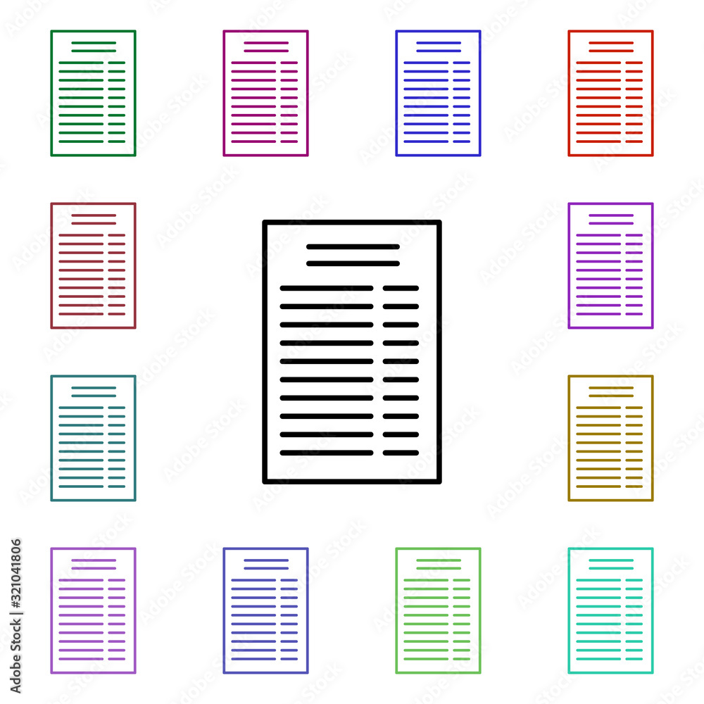 Poster menu, file multi color style icon. simple thin line, outline vector of food and drink icons for ui a