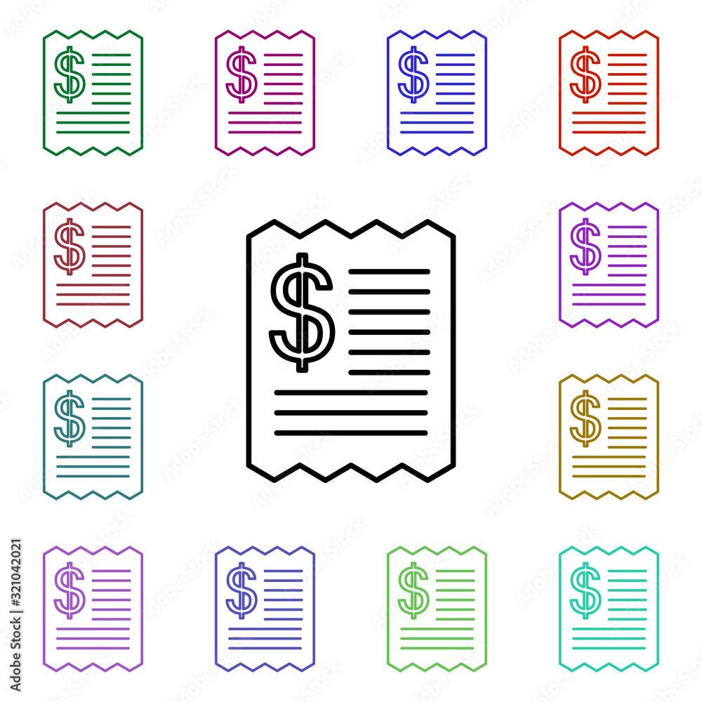 Poster ticket, money multi color style icon. simple thin line, outline vector of food and drink icons for u