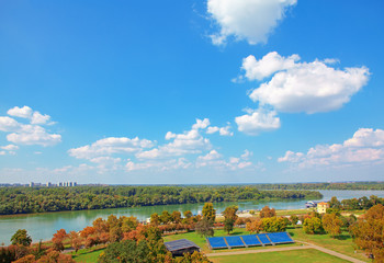 Panoramic view of Danube riverside in Belgrade