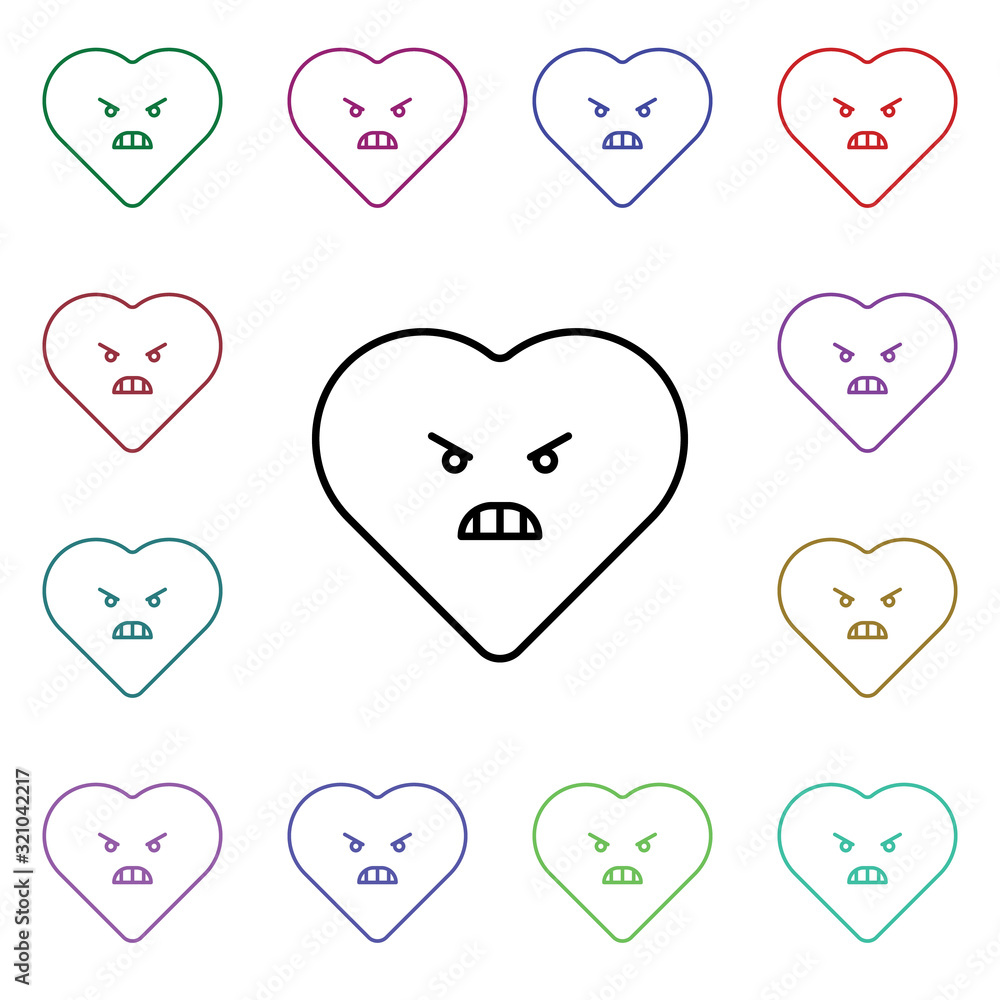 Poster bad devil multi color style icon. simple thin line, outline vector of heart emotions icons for ui an