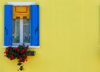 Window  on yellow wall, Burano, Venice