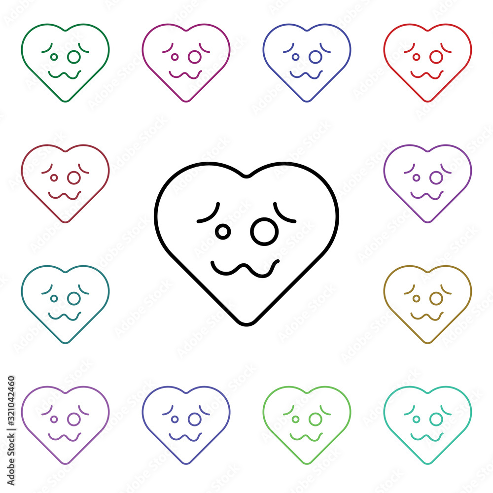 Aufkleber crazy emoji multi color style icon. simple thin line, outline vector of heart emotions icons for ui 