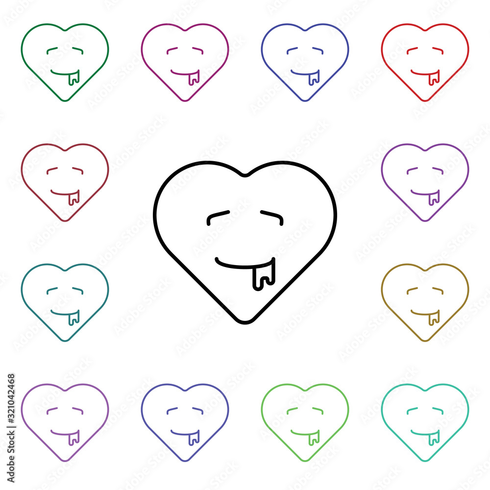 Poster drooling emoji multi color style icon. simple thin line, outline vector of heart emotions icons for 