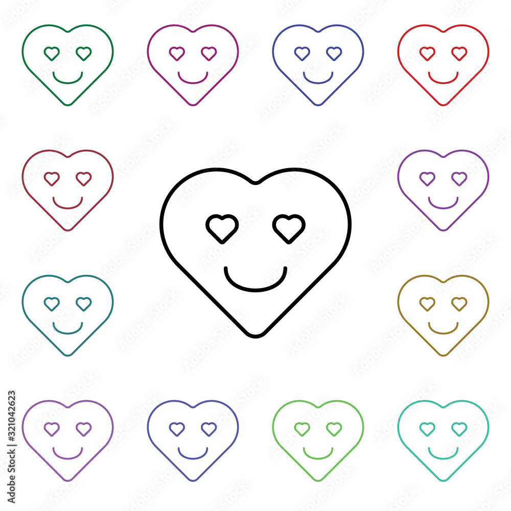 Poster emoji grateful multi color style icon. simple thin line, outline vector of heart emotions icons for 