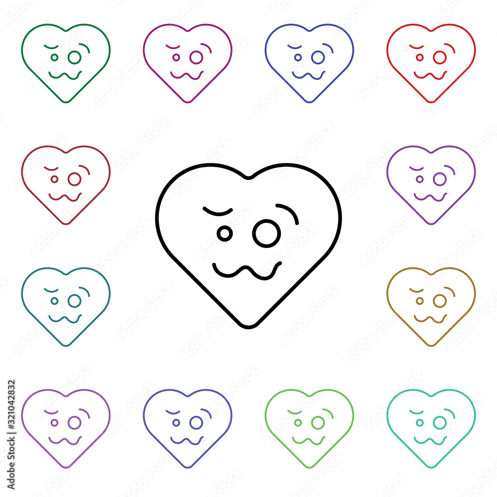 Poster emoji nervous multi color style icon. simple thin line, outline vector of heart emotions icons for u