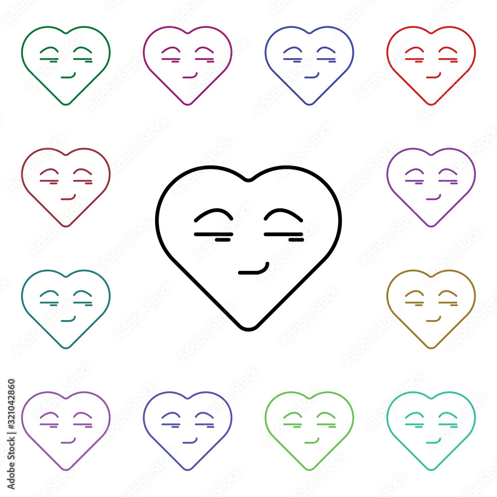 Poster cool emoji multi color style icon. simple thin line, outline vector of heart emotions icons for ui a