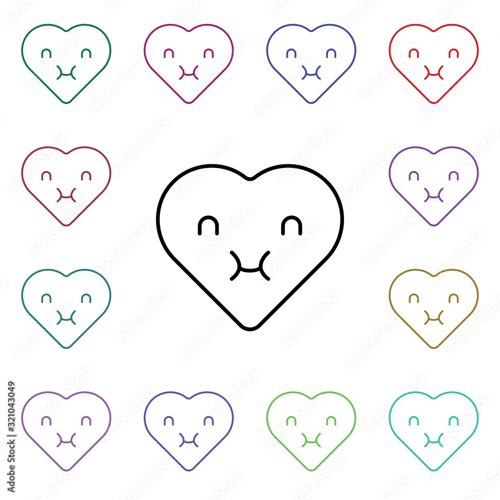 Poster emoji enjoy multi color style icon. simple thin line, outline vector of heart emotions icons for ui 