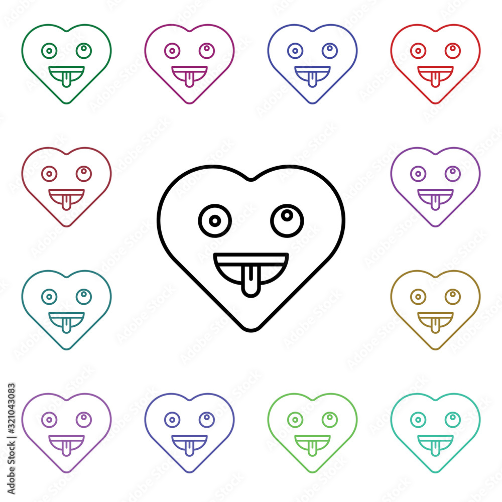 Poster crazy emoji multi color style icon. simple thin line, outline vector of heart emotions icons for ui 