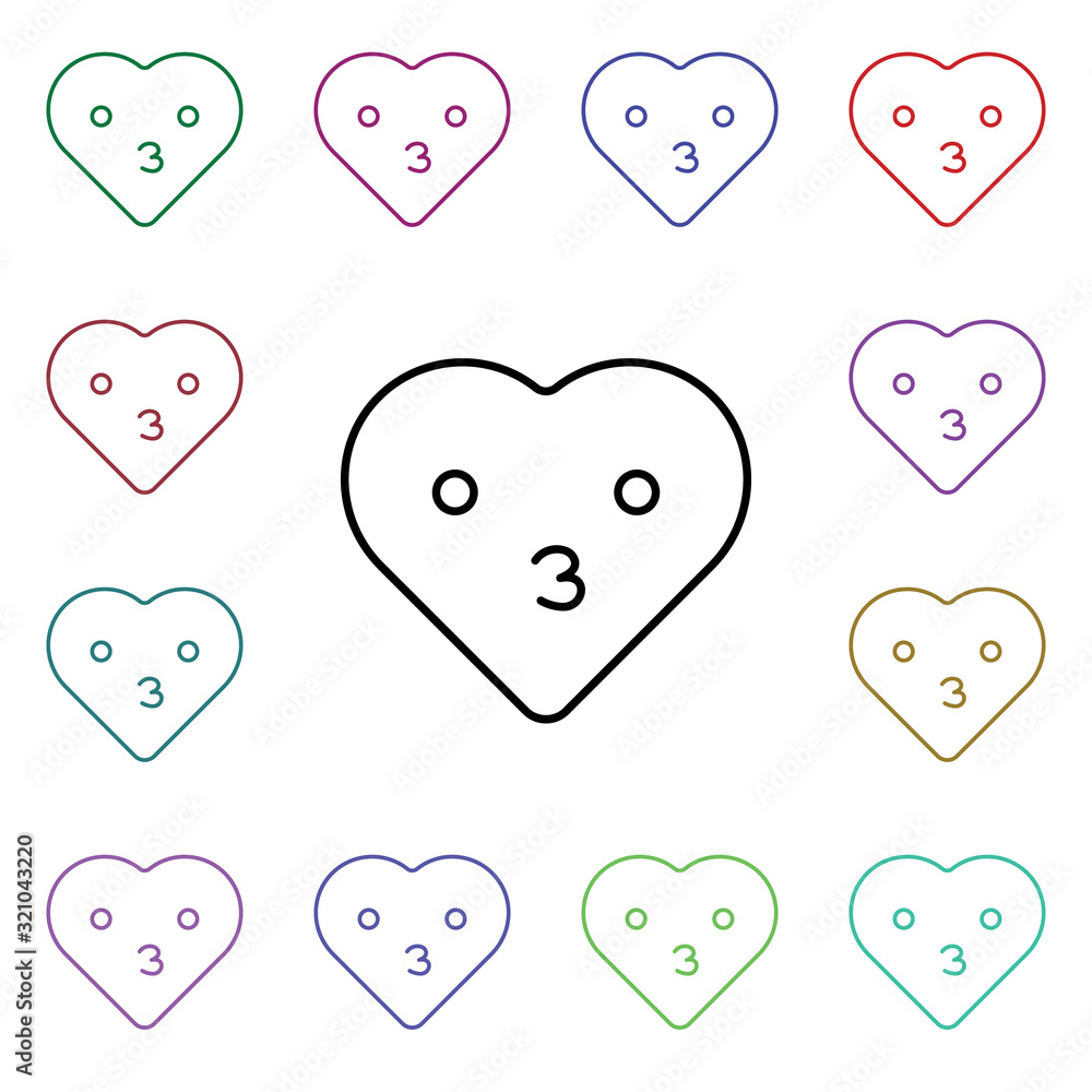 Aufkleber cute emoji multi color style icon. simple thin line, outline vector of heart emotions icons for ui a