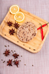 Raw mutton pancakes with some marinade
